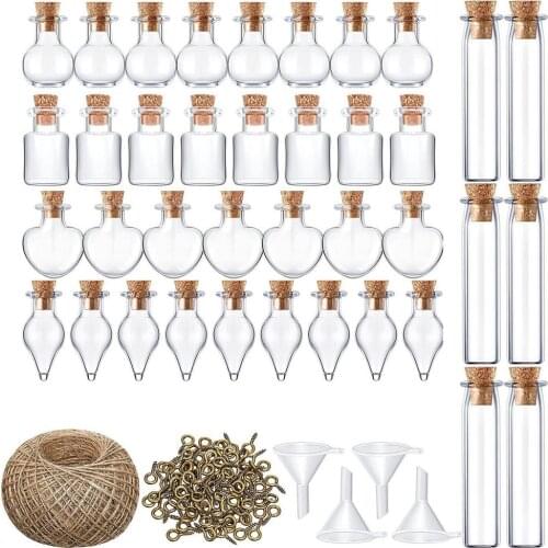 50 Pieces Mini Wishing Bottles With 30m Rope & Other Accessories Empty Clear Glass Bottle For Wedding Holiday Decoration Crafts