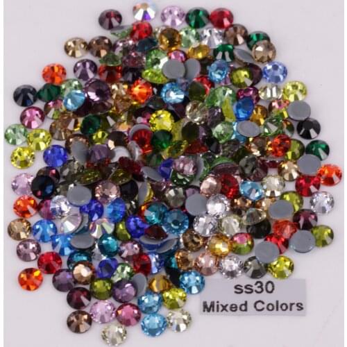 Free Shipping! 288pcs/Lot, ss30 (6.3-6.5mm) High Quality DMC Mixed Colors Iron On Crystals / Hotfix Rhinestones