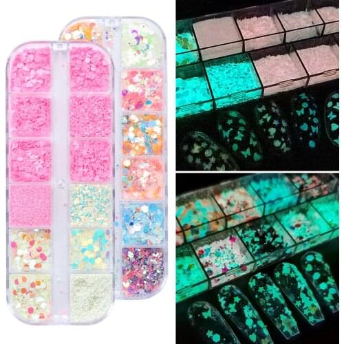 Nail Art Sequins ins Net Red Luminous Heart-Shaped Butterfly Mixed Special-Shaped Piece Series Nail Decoration Manicure