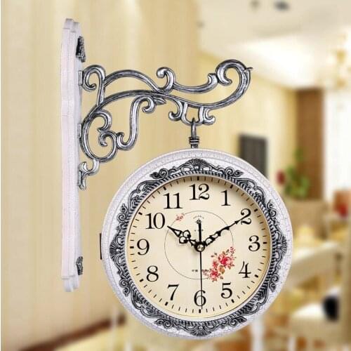 Double Face Large Wall Clock Room Decor Vintage Wall Watch Digital Clocks Mechanism Modern Design Home Decoration Accessories WF