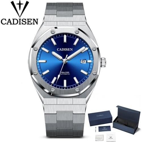 CADISEN Watch Mens Top Luxury Brand Automatic Mechanical Watch Mens Fashion Stainless Steel Strap Multifunction Business Watch