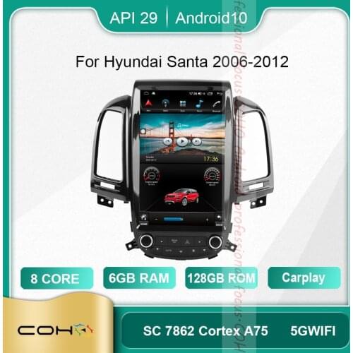COHO For Hyundai Santa 2006-2012 Android 10.0 Octa Core 6+128G Car Multimedia Player Stereo Receiver Radio Cooling Fan