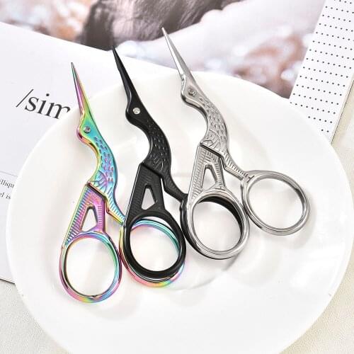 Color Stainless Steel Titanium Beauty Small Round/Pointed Head Eyelashes Eyebrow Trimming Scissor Tool Makeup Embroidery Scissor