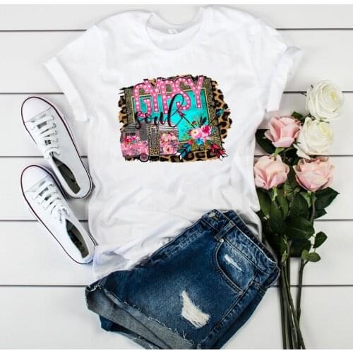 GYPSY Womens Short-Sleeved Summer Harajuku Simple Loose T-shirt Korean T-shirt Ladies Casual Basis O-collar White Shirt