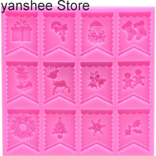 Childrens Christmas socks, Christmas tree, deer, snowflakes, silicone molds, chocolate cake decoration tools, 3D art