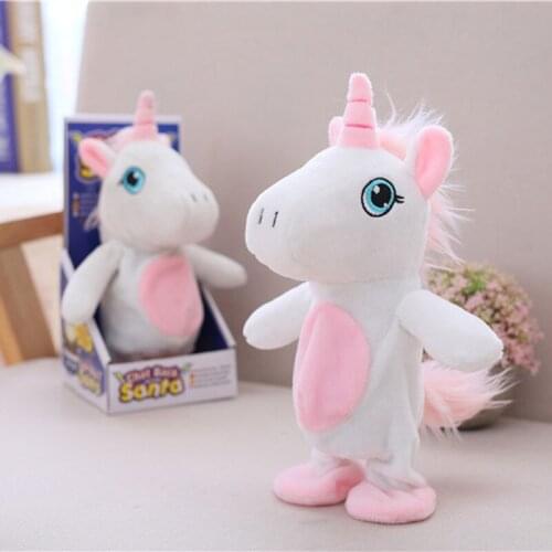 25cm Electric Walking learning to talk Unicorn Plush Toy Stuffed Animal Toy Music Unicorn Toy Christmas Gifts for Children
