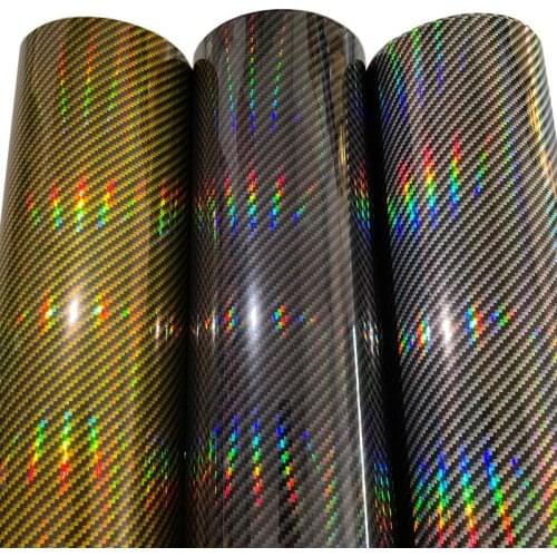High Gloss Laser Holographic Carbon Fiber Car Wrap Vinyl Roll Featuring Air Release Technology