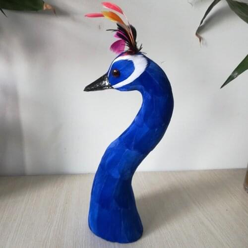 Simulation animal blue peacock head foam&feathers head hard model about 32cm,display stage prop,home Decoration Xmas gift b2097