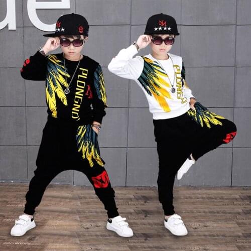 2020 Fall Childrens Wear Boys Hip Hop Clothing Suit Kids Trendy Printing Tops + Haren Pants 2 Pcs Suit Breakdancing Outfit X336