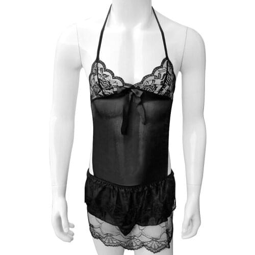 Lace Backless Exotic Dress Sissy Transparent Lingerie Sexy Erotic Men Nightwear Sexy Underwear Erotic Costumes Sissy Pajamas