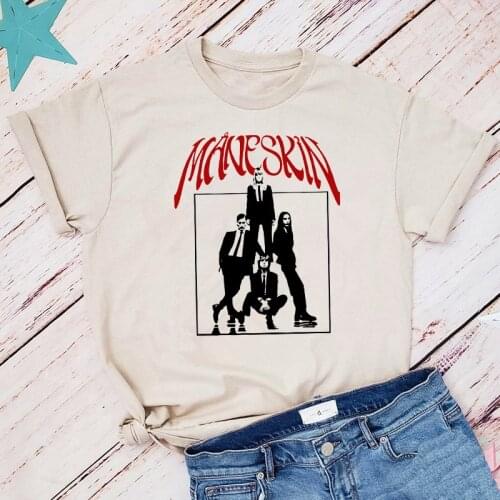 Summer New Maneskin Band Zitti E Buoni Print Tshirts Unisex Loose Short Sleeve Cotton Tops Music Festival Hip Hop Graphic Tees