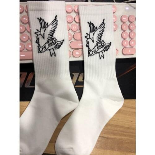 Lil Peep High Quality White Socks Lil Peep Youth Socks Casual Letter Wild Neutral / Male and Female Adult One Size