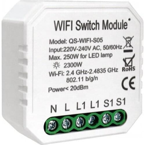 Tuya smart switch module WiFi 1-way dual control switch on-off device zero fire version of smart home modification module