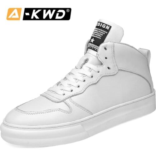 New High Tops Men Leather Shoes Zapatos Hom Fashion Shoes 2019 Black Elevator Shoes for Men White Leather Sneakers Mens Trainers