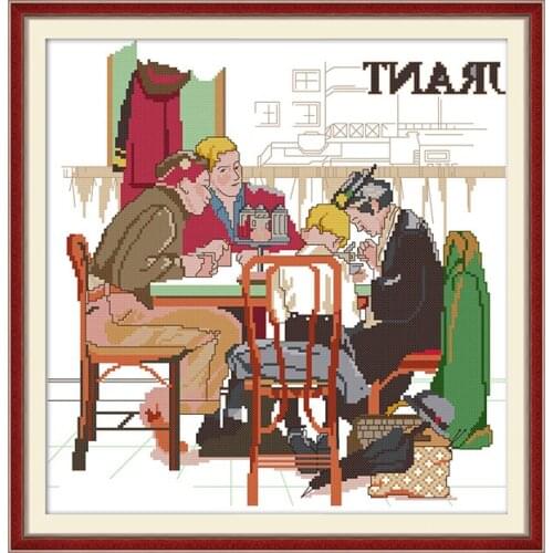 Cross Stitch Kit Pre-dinner Prayer Printing Embroidery 11CT14CT Counting Needlework Hand Printing Decorative Gift Box Embroidery