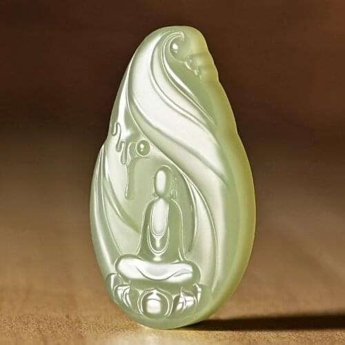 Natural authentic hetian green jade pendant jasper guanyin two-side handcarved jadeite jade necklace pendants real jade jewelry