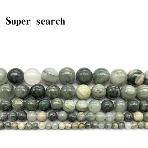 Natural Stone Moss Green Grass agat Round Loose Green Beads For jewelry Making 4 6 8 10 12 MM DIY Bracelet
