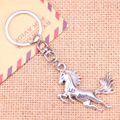 New Fashion Keychain 51x32mm running horse Pendants DIY Men Jewelry Car Key Chain Ring Holder Souvenir For Gift