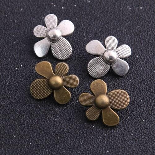 6pcs 21*22mm Two Color Flower Pendant Flower Plant Pendant Jewelry Metal Alloy Charm DIY Handmade Mark