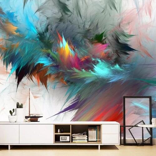 Milofi custom large 3D wallpaper mural abstract watercolor art colorful feather living room background wall decoration wallpaper