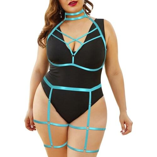 Harness For Busty Women Plus Size 2pc Cage Bra Sexy Lingerie Sets Festival Rave Costume Accessories Adjust Waist Suspender Belt