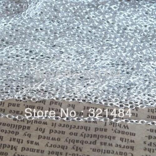 Silver plated 2mm 100m oval cable chain in bulk jewelry chain findings