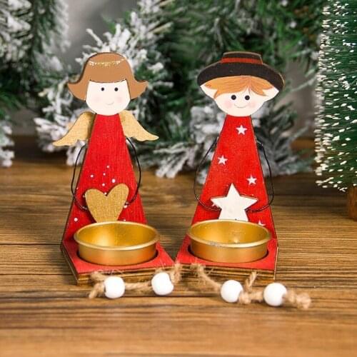 Christmas Decorations Painted Metal Candle Holder Small Ornaments Home Decor Kitchen Accessories