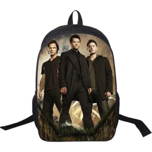 Tv Show Supernatural Backpack Sam Dean Castiel School Bags For Teenagers Men Women Daily Backpack Boys School Backpacks Bookbag
