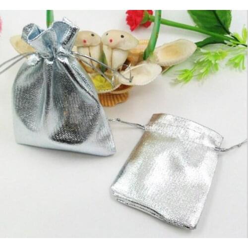 9*12cm 100pcs Handmade Silver Drawstring Bags For Wedding/Party/Christmas/Gift/Jewelry Pouches Packaging Bags
