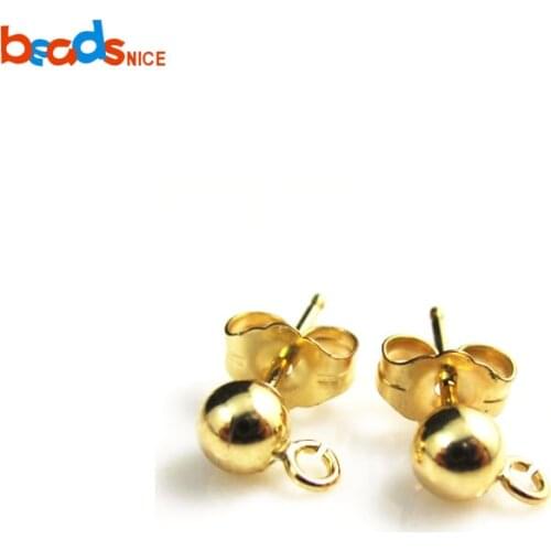 Beadsnice Gold Filled Earring 4mm Ball Post with Open Ring Ear Nut Backing Included 26026