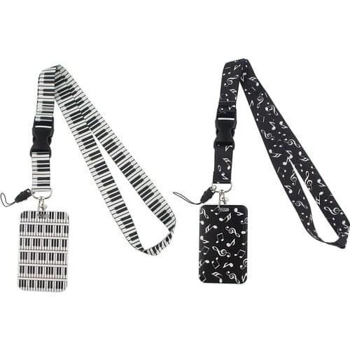 BG641 Musical Notes Art Lanyard for Keys Badge Name Tag ID Holder Keychain for Music Lover Teacher Student Gifts
