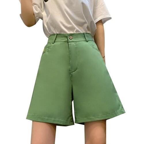 All-match shorts womens summer 2020 new loose high-waist wide-leg casual pants girls A-line short pants overalls women clothing