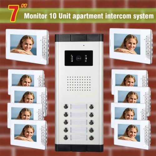 10 units apartment intercom system video doorbell intercom system for apartments video door phone night vision camera