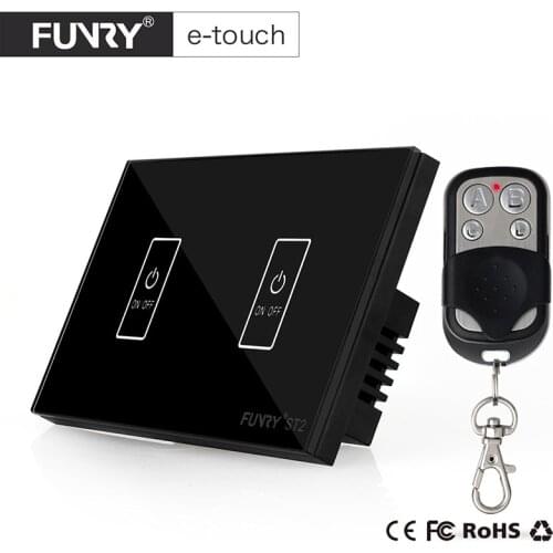 US Standard 2Gang Crystal Glass Panel Remote Control Touch Switch Surface Waterproof Luxury Panel LED Touch Switch