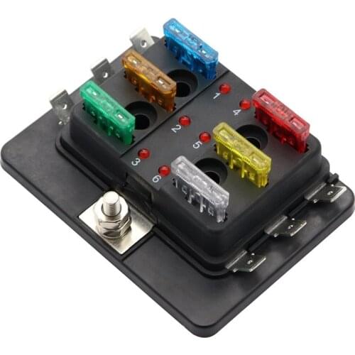 DC12-32V 6Way Standard Blade Fuse Holder with LED Indicator lIGHT ATC/ATO fuse socket for Car Boat Marine Truck RV Accessories