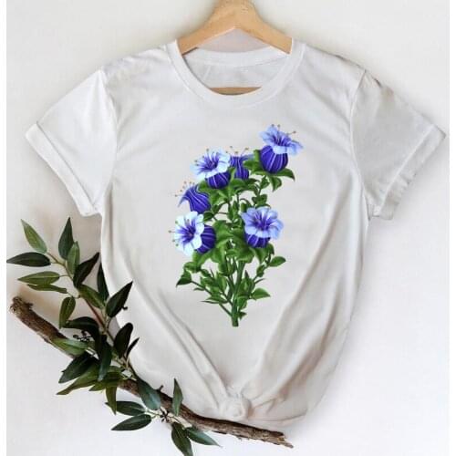 T-shirts Women Lady Print Female Tee T-Shirt Mujer Camisetas Cute Style Floral 90s Streetwear Clothes Graphic Tshirt Top
