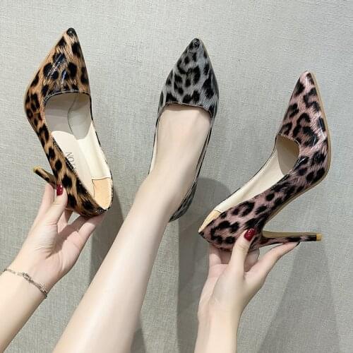 Autumn Sexy Leopard Women Shoes High Heels Elegant Office Pumps Shoes Women Animal Print Pointed Toe Luxury Singles Shoes