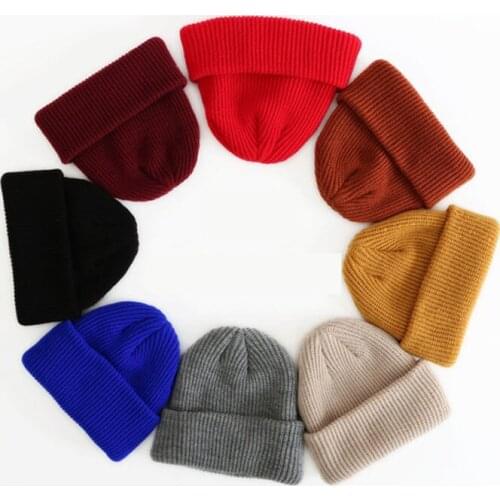 QCOOLJLY Winter Korean Beanie Cap New Colorful Casual Hip Hop Hat Acrylic Warm Elastic Knitting Hats for Women