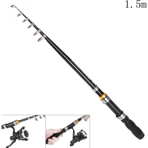 1.5m Mini Ultra Short Telescopic Fishing Rods Glass Fiber 7 Section Portable Lure Ice Fishing Pole