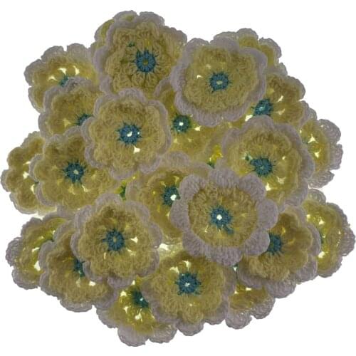 10Pcs Cotton Kitting Flower Sewing Hairpin Hat For Womens Clothing Hand Crochet Pads Fabric DIY Craft Accessories 4.5cm