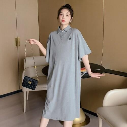 10560# Maternity Clothes Summer Cotton Short Sleeves Loose Easy Matching Dress Pregnant Women Pregnancy Clothes