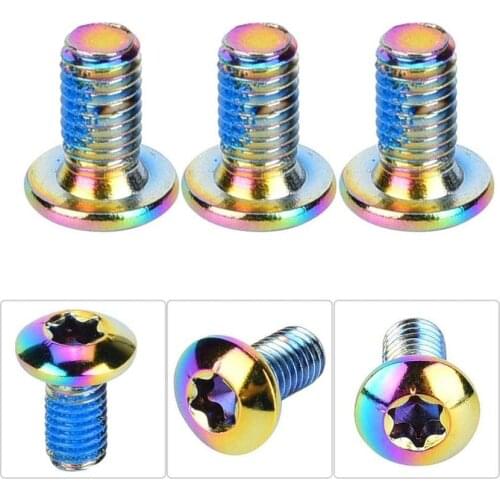 12PCS Colorful Bicycle Disc Brake Rotor Torx Bolts T25 M5x10mm MTB Bike Alloy Steel Disc for Brake Rotor Fixing Screws