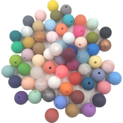 200pc Silicone Round Pearl Beads Teether 12mm 9mm 15mm Sensory Baby Teething Silicone Bead Necklace Mom Nursing DIY Jewelry