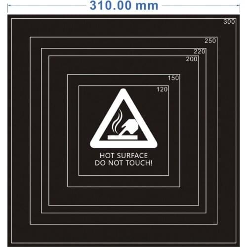 5pcs/lot 310*310*0.5mm 1:1 with Wireframe black Frosted Heated bed For3D Printer Sticker Build Sheet build plate tape