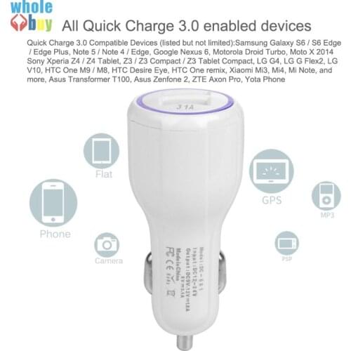 50pcs Quick Charge QC 3.0 USB Charger 2 Port Dual Car-Charger 3.1A Fast Car Chargers Adapter Charging for iPhone Samsung Huawei