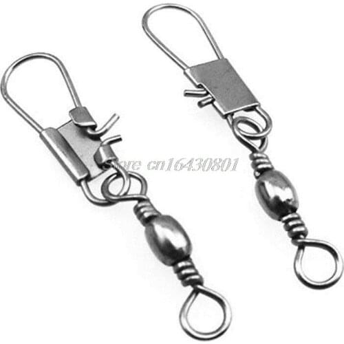 50pcs Stainless steel swivels interlock snap fishing lure Connector accessories New Connectors Wholesale&DropShipping