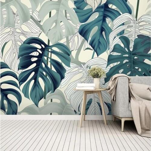 Bacal custom Green Nordic tropical plant leaves large TV background 3D wallpaper mural papel de parede 3D