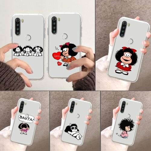 Mafalda Cartoon Cute Phone Case For Xiaomi Redmi Note 7 7A 8 8T 9 9A 9S 10 K30 Pro Ultra transparent pretty cover silicone