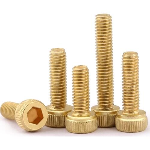 DIN912 Hexagon Socket Head Cap Machine Screw-Knurled Head M2 M2.5 M3 Brass Material Inner Hex Socket