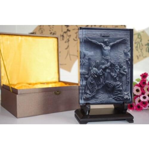 Christianity Catholicism Protestantism bless family Health safety Jesus Christ the cross Crucifixion of Jesus 3D crystal statue